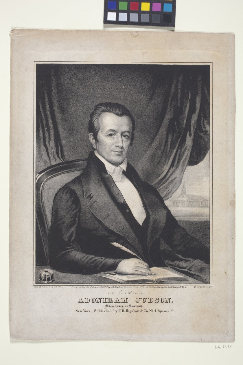 Adoniram Judson, Burma'ya Misyoner (litografi) by American School