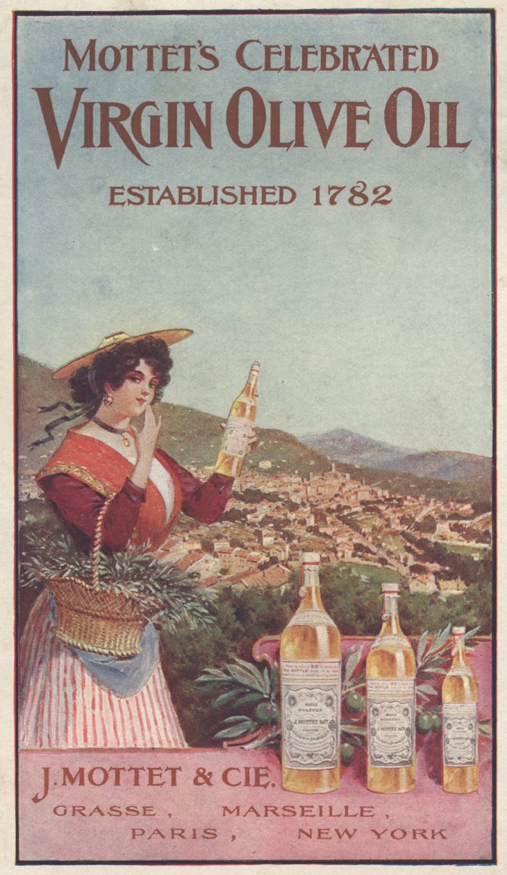 Mottets Ünlü Sızma Zeytinyağı, c.1900 için Reklam by American School