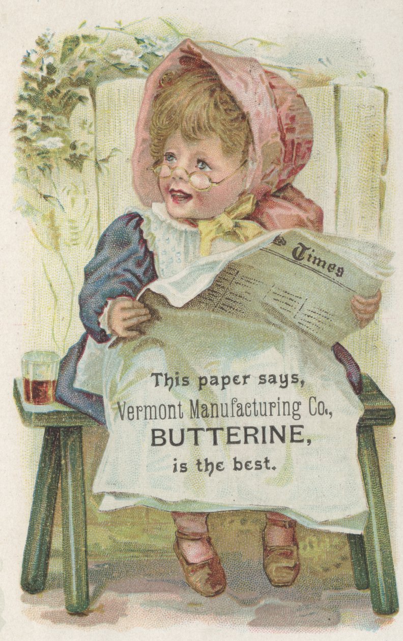 Vermont Manufacturing Co. Butterine için reklam, c.1880 by American School