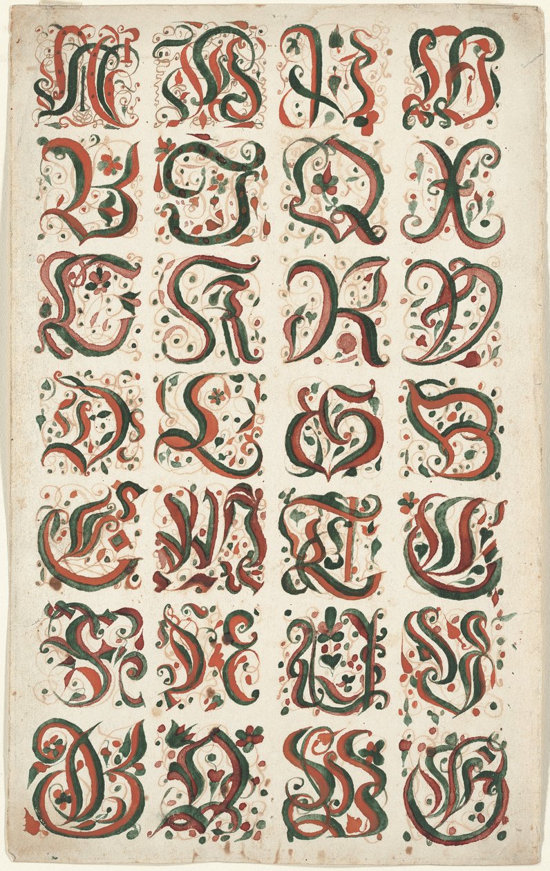 Alfabe, Fraktur Tablosu, c.1825-50 by American School