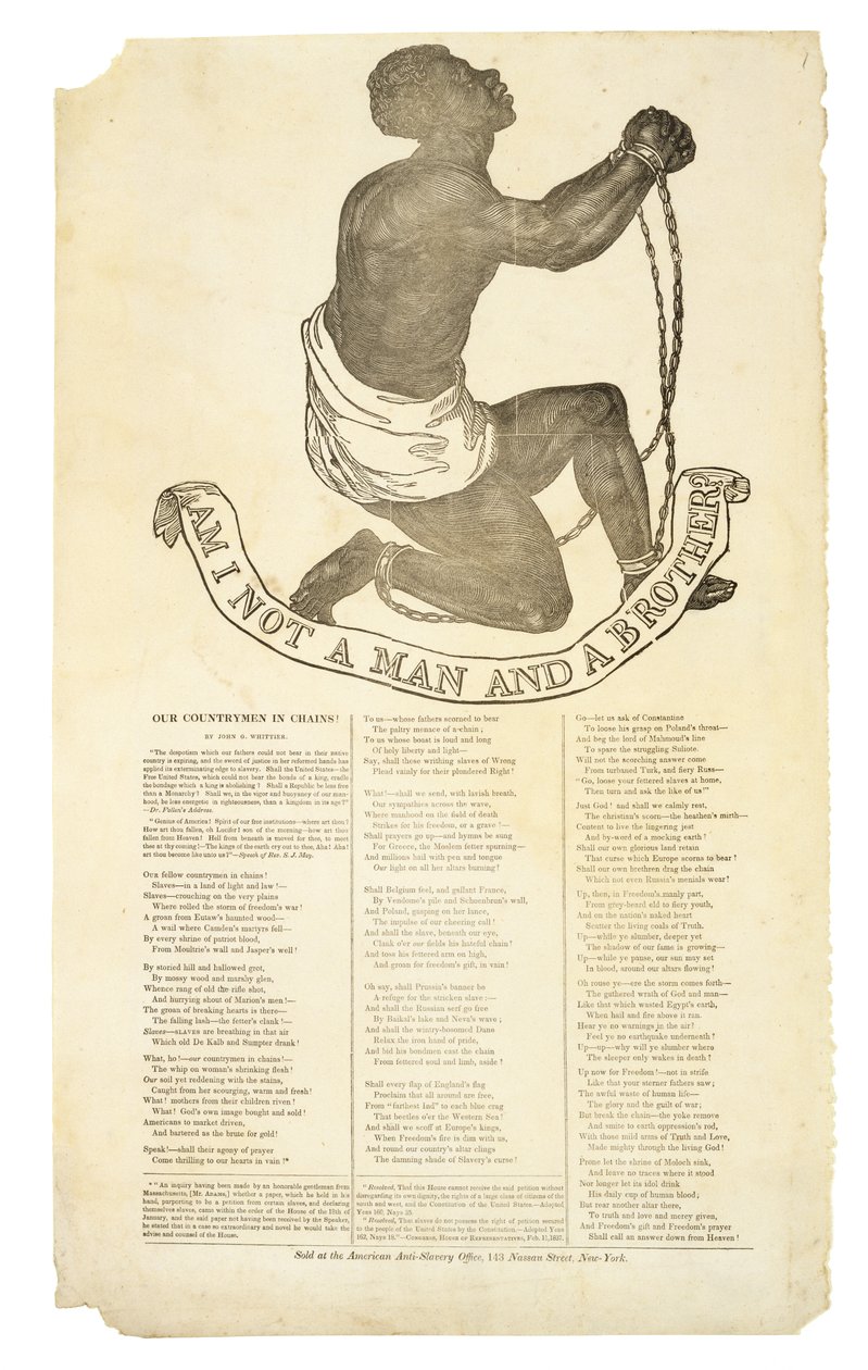 Ben Erkek ve Kardeş Değil miyim?, c. 1837 (dokuma kağıt üzerine ahşap gravür) by American School