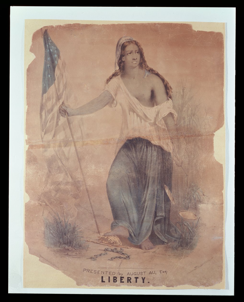 Özgürlüğü temsil eden Amerikan İç Savaşı Posteri, Hoffmann tarafından kazınmış, 1870 by American School