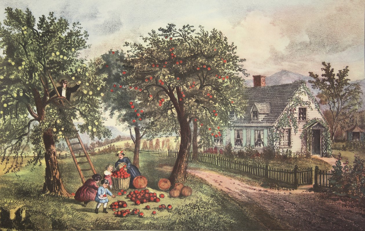 American Homestead - Sonbahar, pub. 1869, Köri & Ives by American School