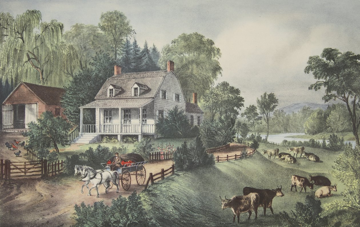 American Homestead - Yaz, pub. 1868, Köri & Ives by American School