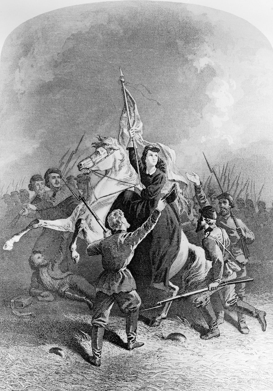 Annie Etheridge Hooks (1839-1913) İç Savaşta Kadın Çalışmasından bir çizim by American School