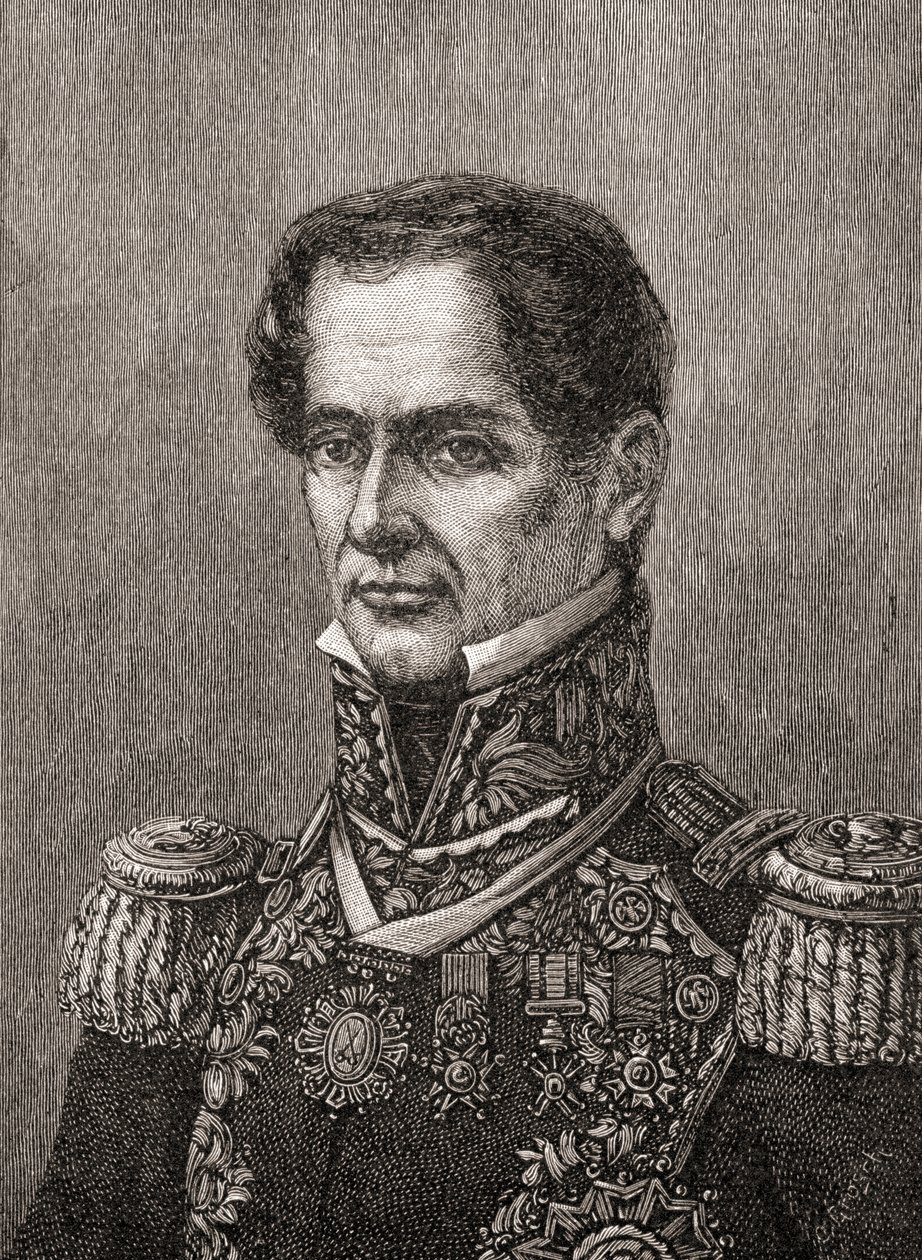 Antonio de Padua Maria Severino Lopez de Santa Anna y Perez de Lebro, 'Ülkemizin Tarihi'nden, 1905'te yayınlandı (gravür) by American School
