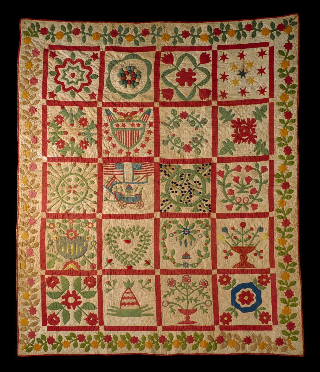 Aplike Albüm Yorgan, L & M, 1860 (pamuk) by American School