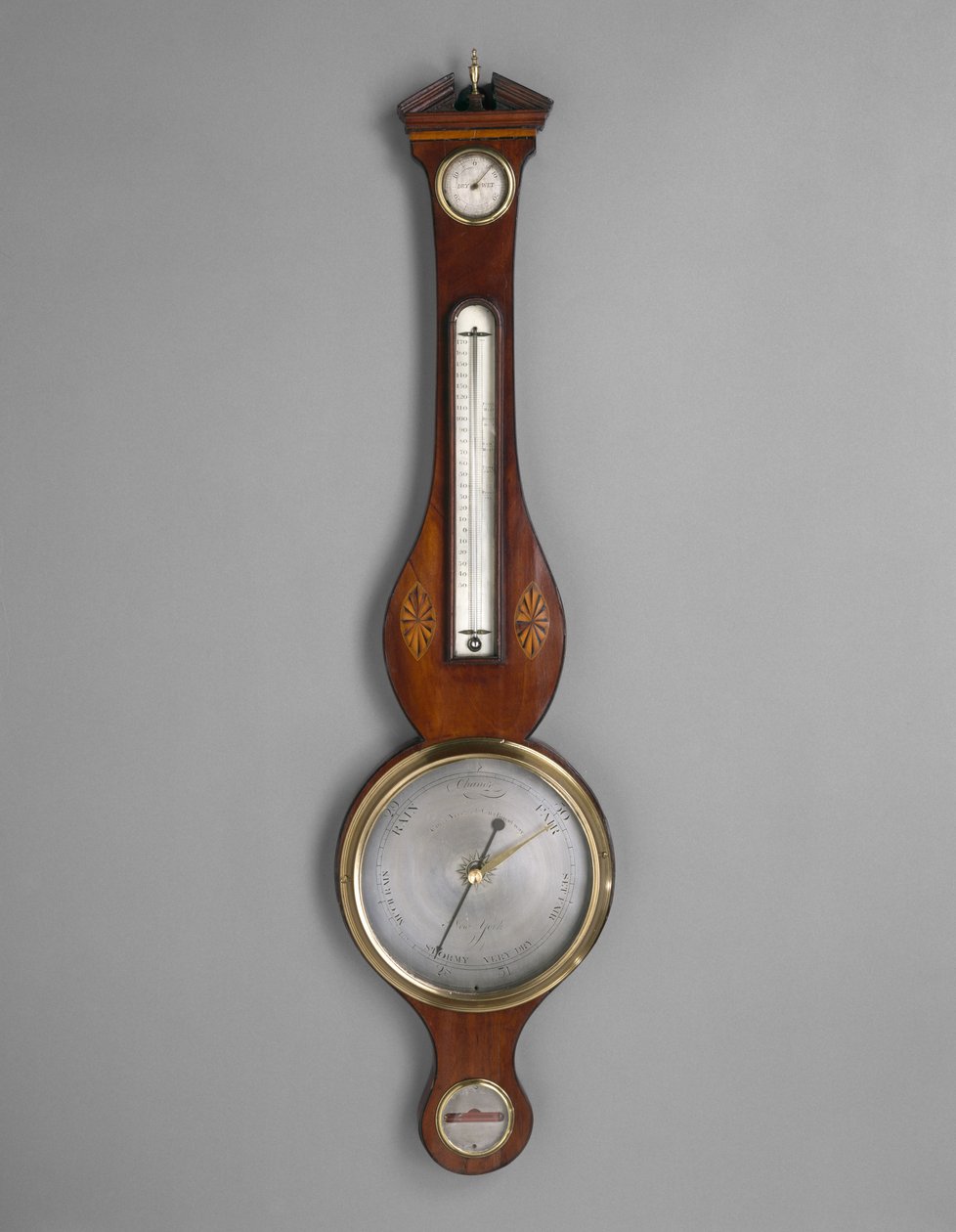 Barometre, c. 1801-1804 (maun kaplama ve tanımlanamayan kakma; ladin ve kızılcık) by American School