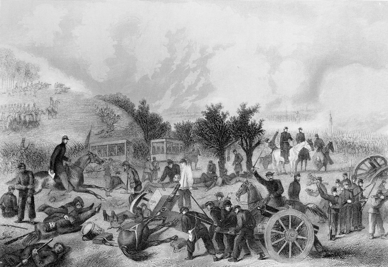 Gettysburg Savaşı, Pensilvanya 1863, Amerika Birleşik Devletleri Tarihinde basılmıştır, 1866 by American School
