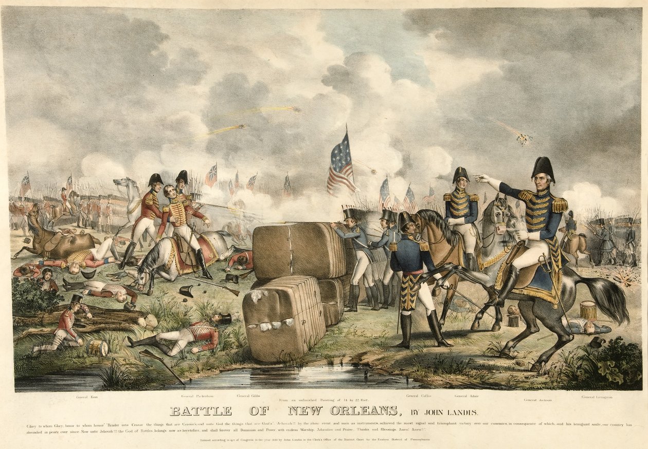 New Orleans Savaşı, pub. 1840 (renkli taş) by American School