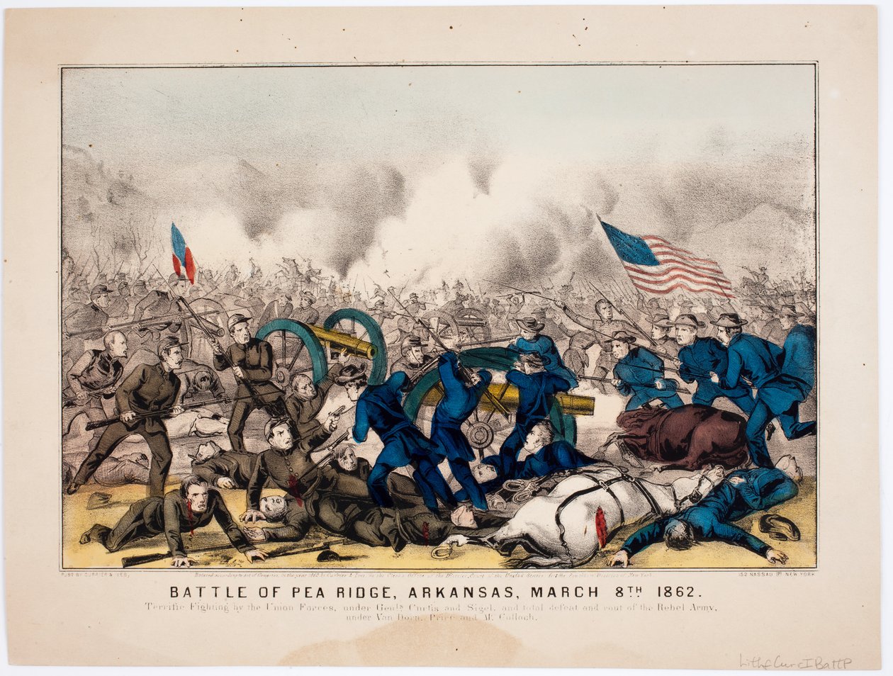 Pea Ridge Savaşı, Arkansas, 8 Mart 1862, pub. Currier & Ives tarafından, 1862 by American School