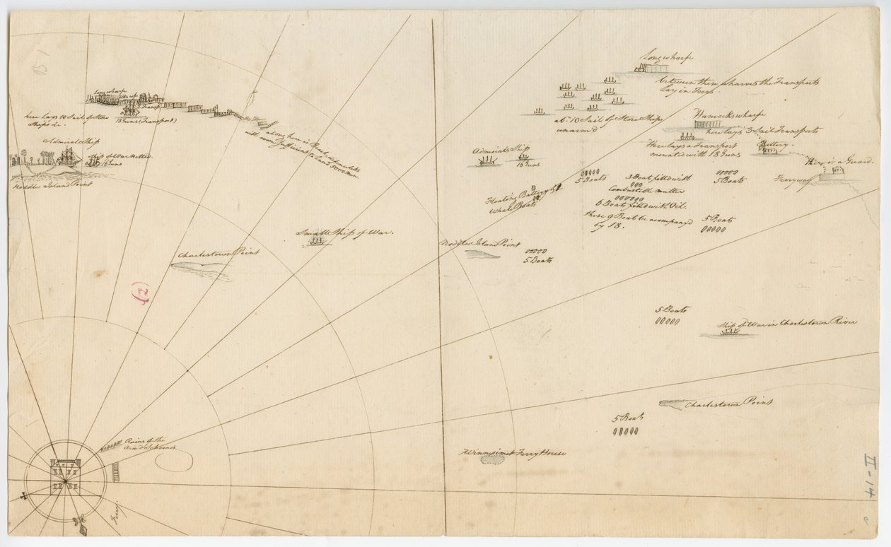 Boston Limanı kuşatması için savaş planı, c.1775-1776 by American School