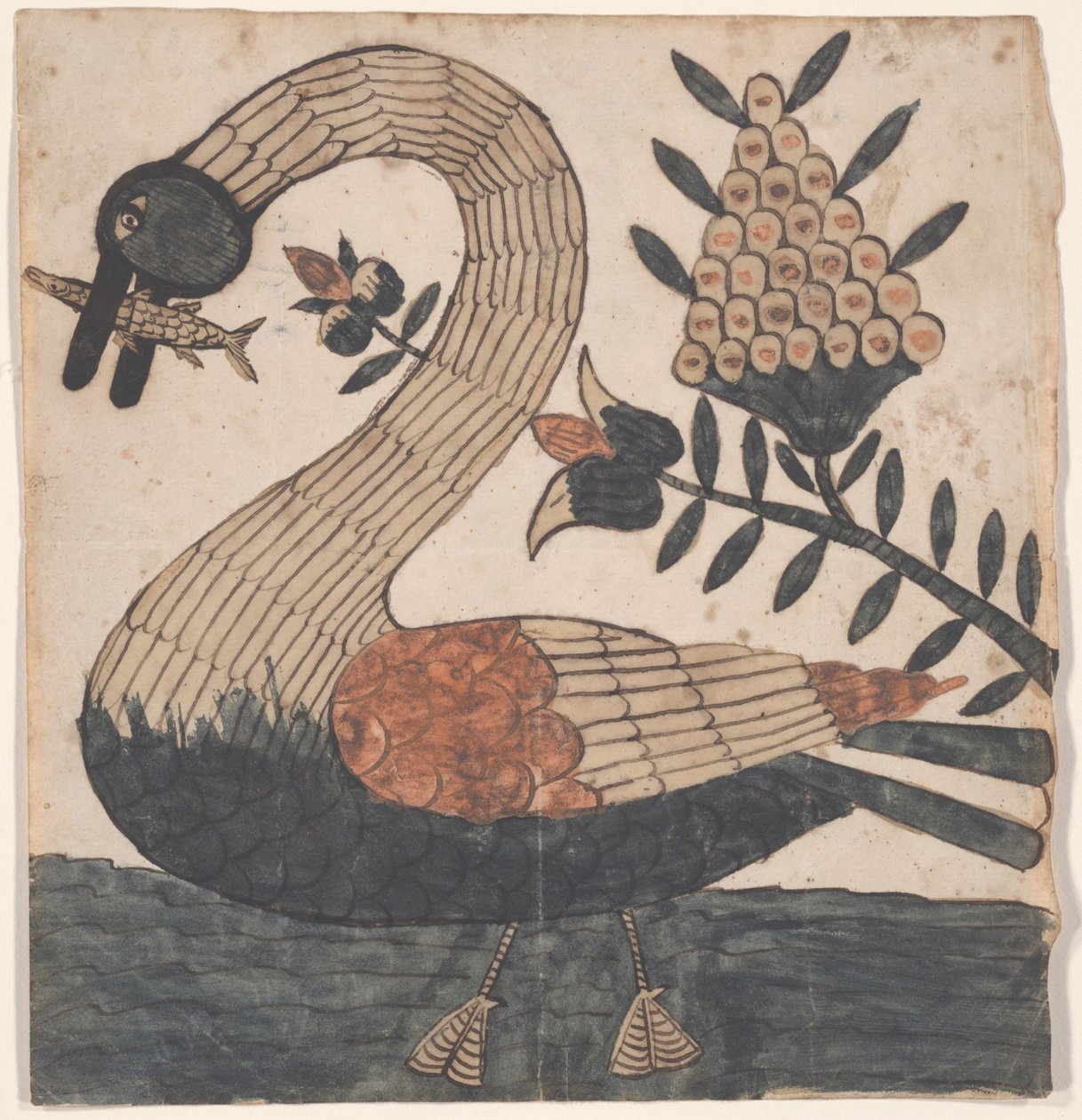 Balıklı Kuş, Fraktur Tablosu, c.1810 by American School