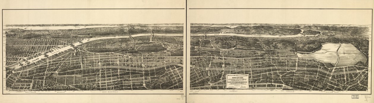 New York şehrinin 23. ve 24. bölgelerinin, New York ve Harlem Demiryolunun batısında yer alan ve Manhattan Adası'nı Harlem Nehri'nin kuzeyindeki park sistemine bağlayan Grand Boulevard ve Concourse'un kuş bakışı görünümü by American School