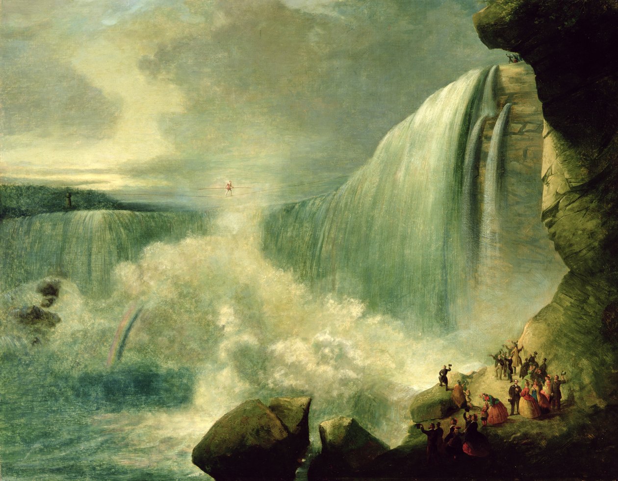 Blondin, Niagara Şelalelerini Gergin Bir İp Üzerinde Geçerken, 1859-60 dolayları by American School