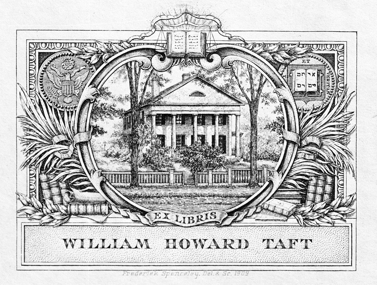 Başkan William H. Taft (1857-1930) 1909 (baskı) Bookplate by American School