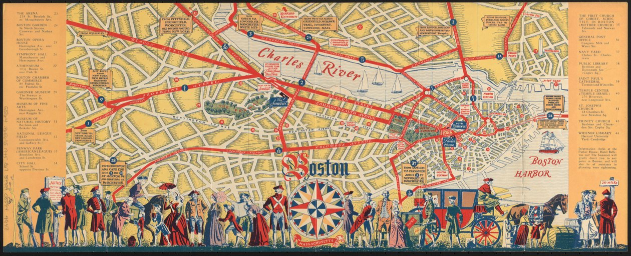 Boston bir göz atma şehridir: ne görmeli ve ziyaretinizden nasıl keyif alırsınız, c.1935-45 (renkli taş) by American School