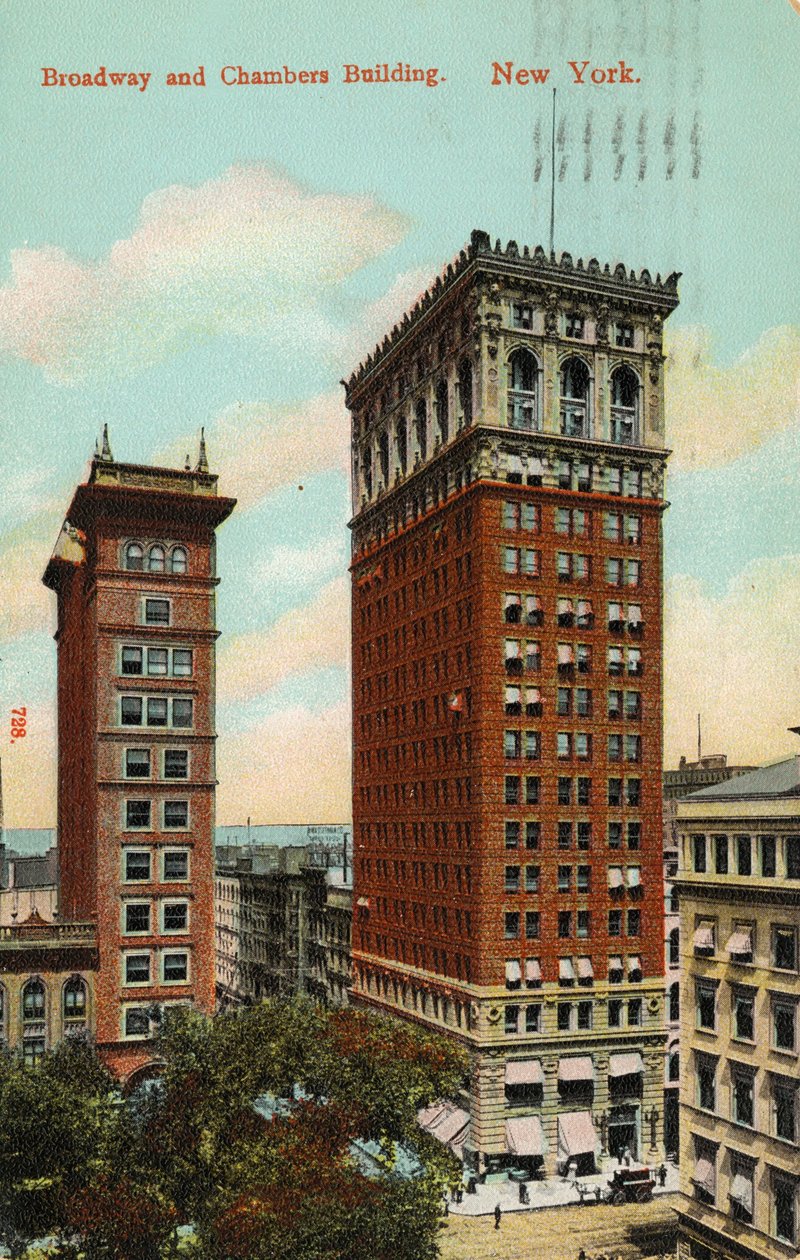 Broadway ve Chambers Binası, New York, c.1900-09 by American School