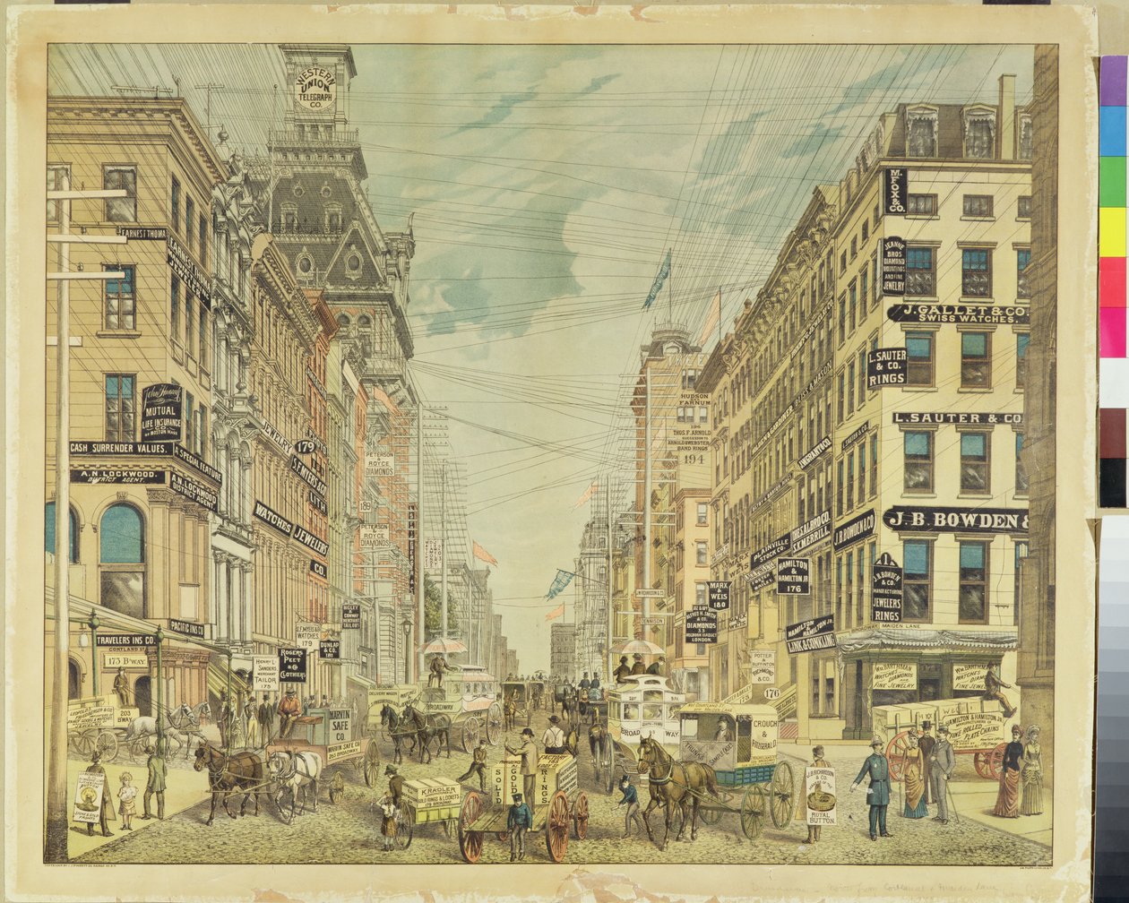 Broadway ve Maiden Lane by American School