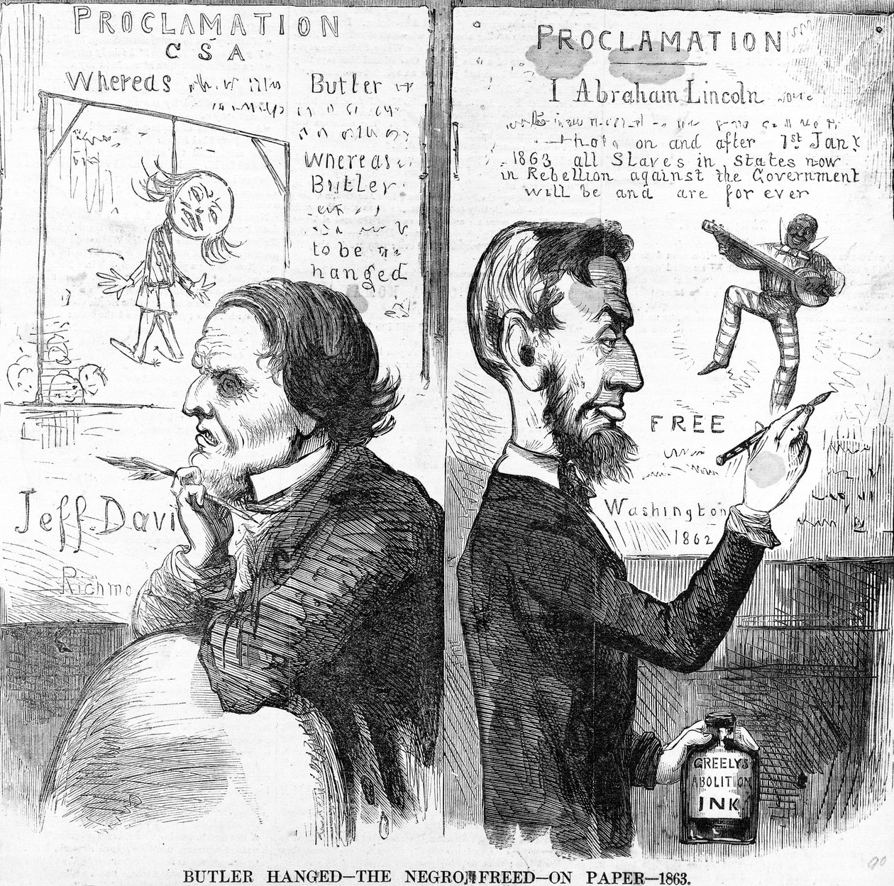Butler Asıldı, The Negro Free, Kağıt Üzerinde, 1863 by American School