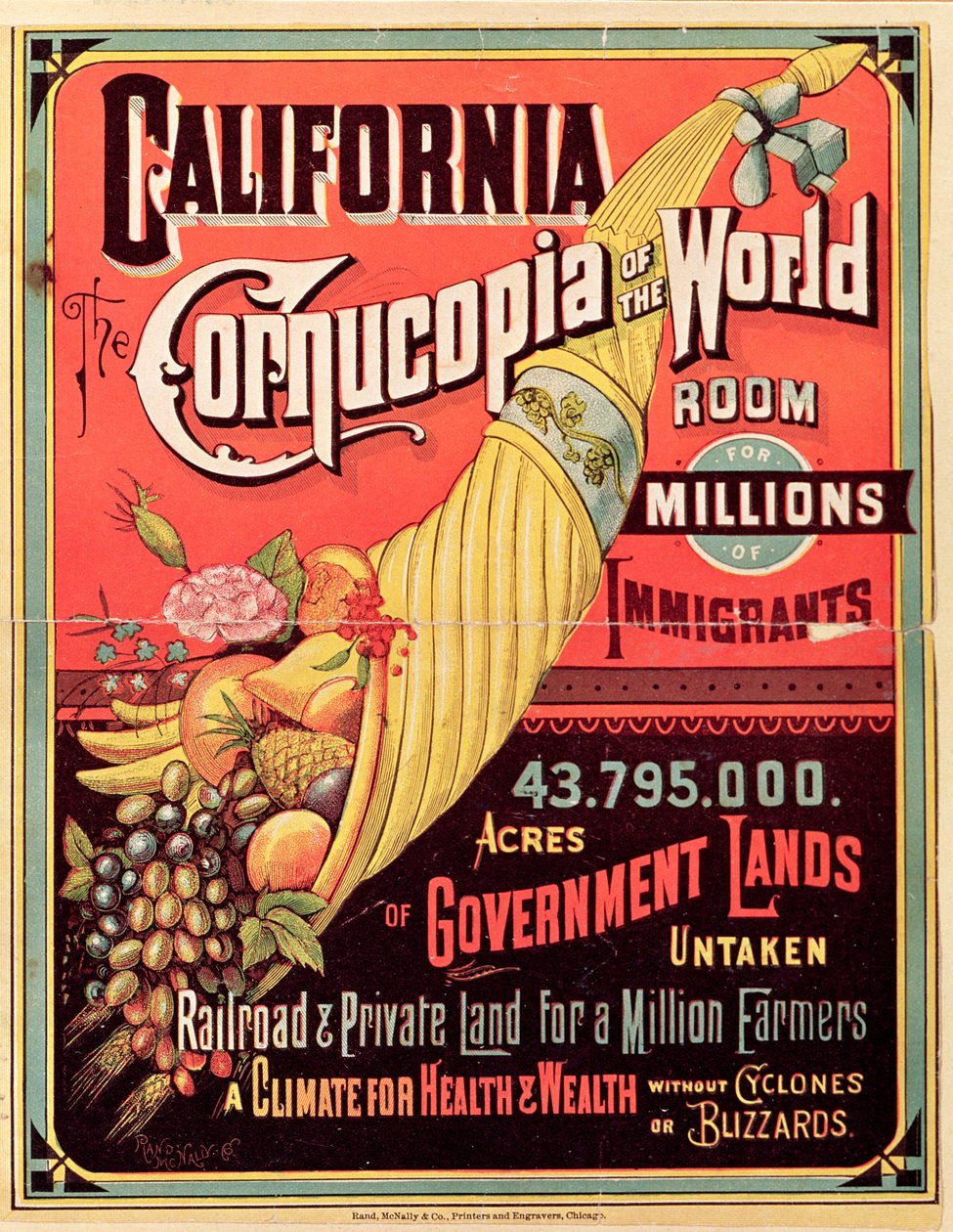 California, Cornucopia of the World, Rand McNally & Co. tarafından yayınlandı, c.1870 by American School