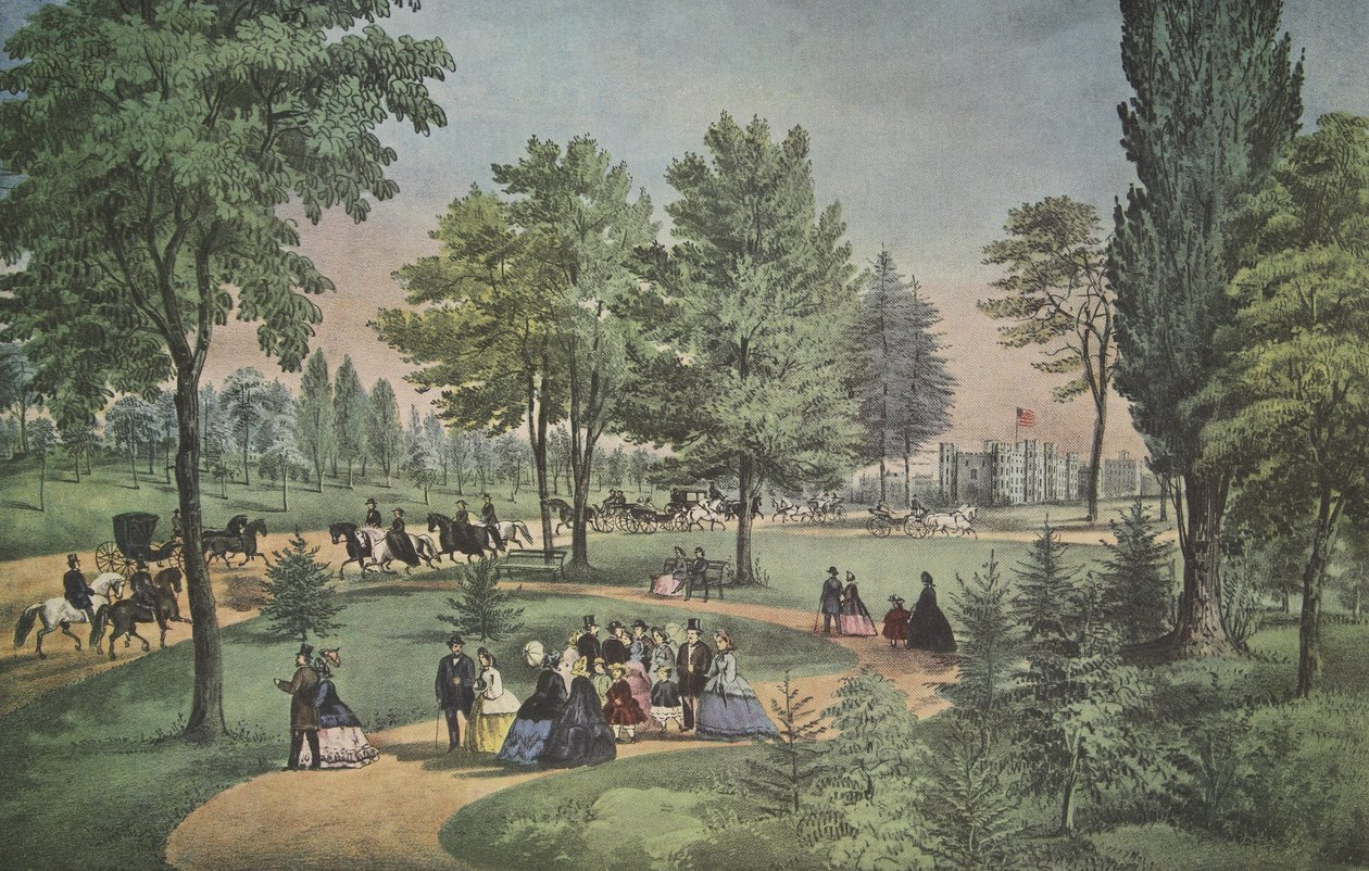Central Park, The Drive, Currier & Ives, pub. 1862 by American School