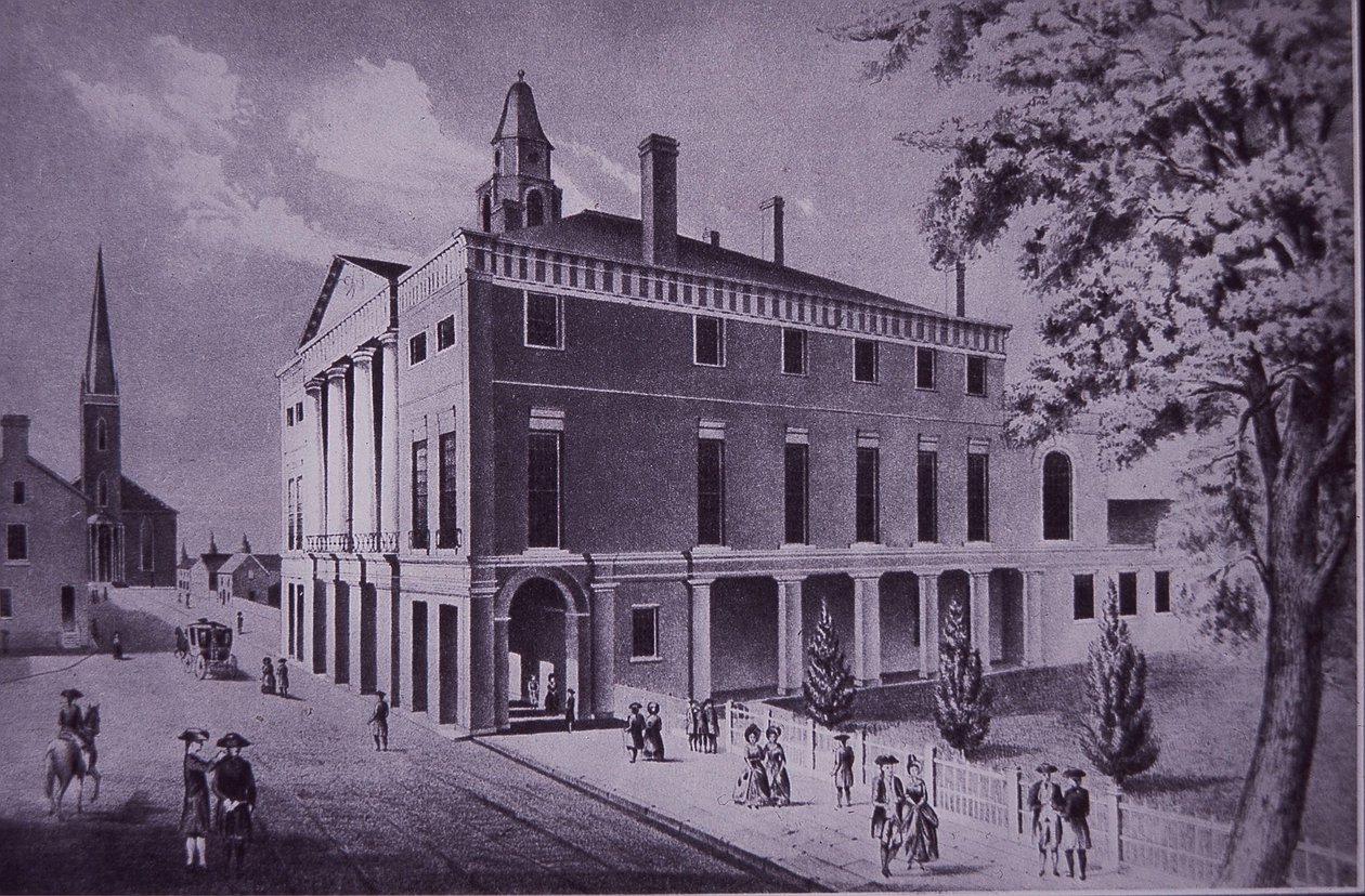 Belediye Binası, Wall Street, New York City, 1790 (gravür) by American School