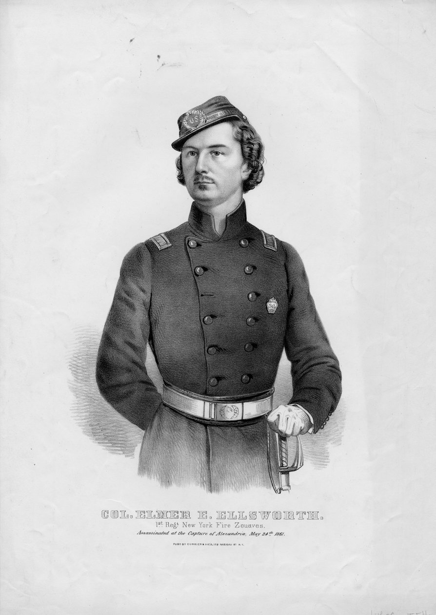 Albay Elmer E. Ellsworth: 1. Regt. New York Yangın Zouaves, pub. Currier & Ives, c.1862 by American School