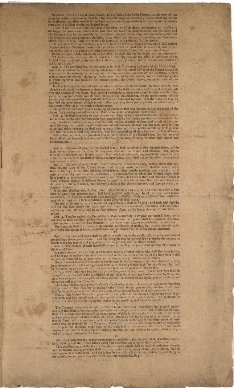 Anayasa, ilk baskı, Dunlap & Claypoole tarafından basılmıştır, 17-19 Eylül 1787 (ayrıca bkz. GLC 695933, GLC 695934 ve GLC 695936) by American School