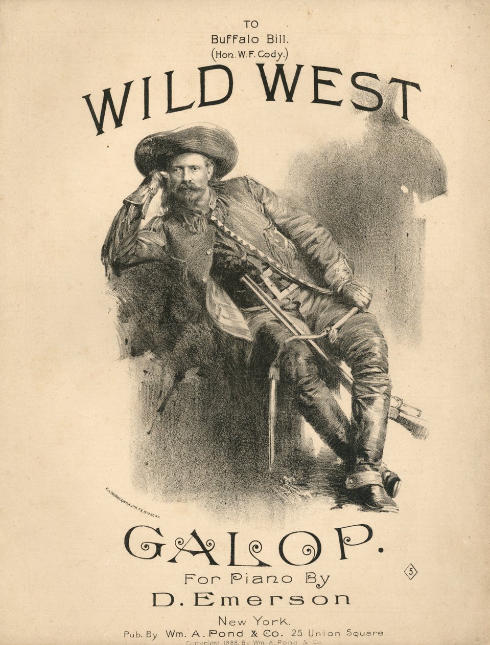 Vahşi Batı Galop için maç cetvelinin kapağı, 1888 by American School