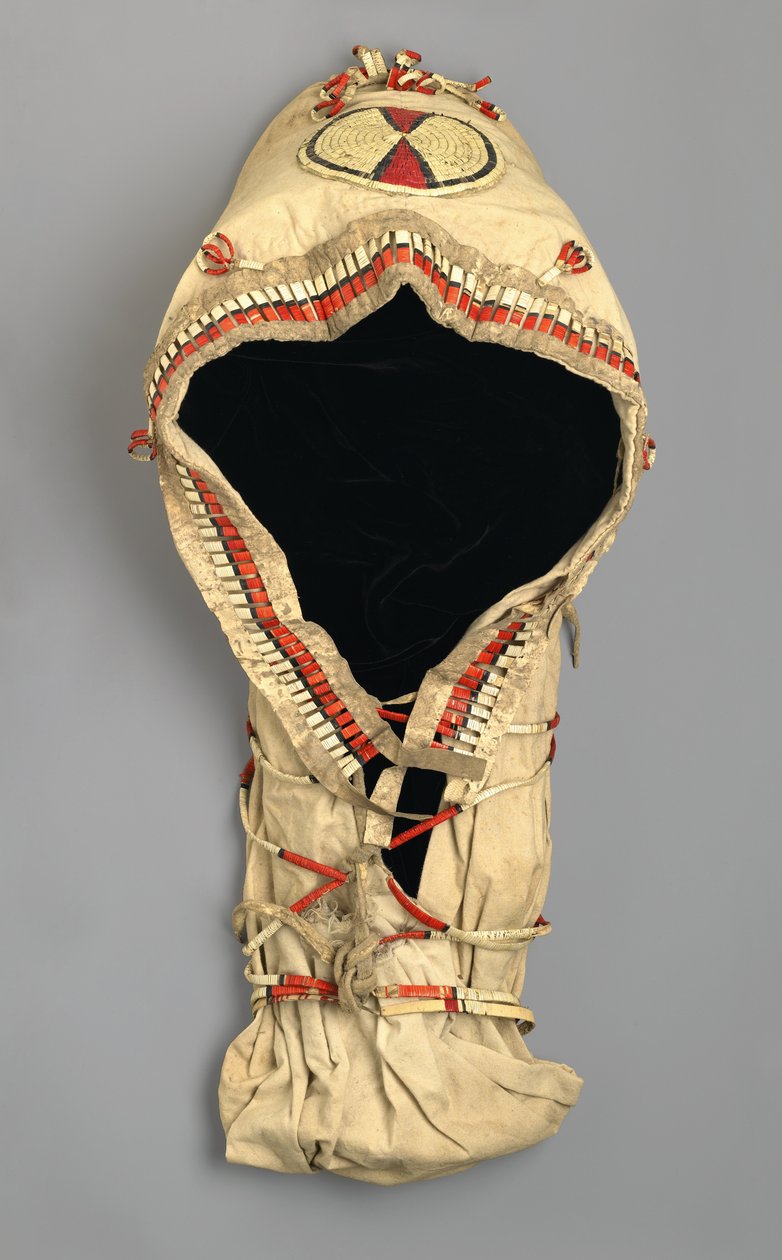 Arapaho halkı tarafından yapılan Tüy İşlemeli Beşik Tahtası, 1870