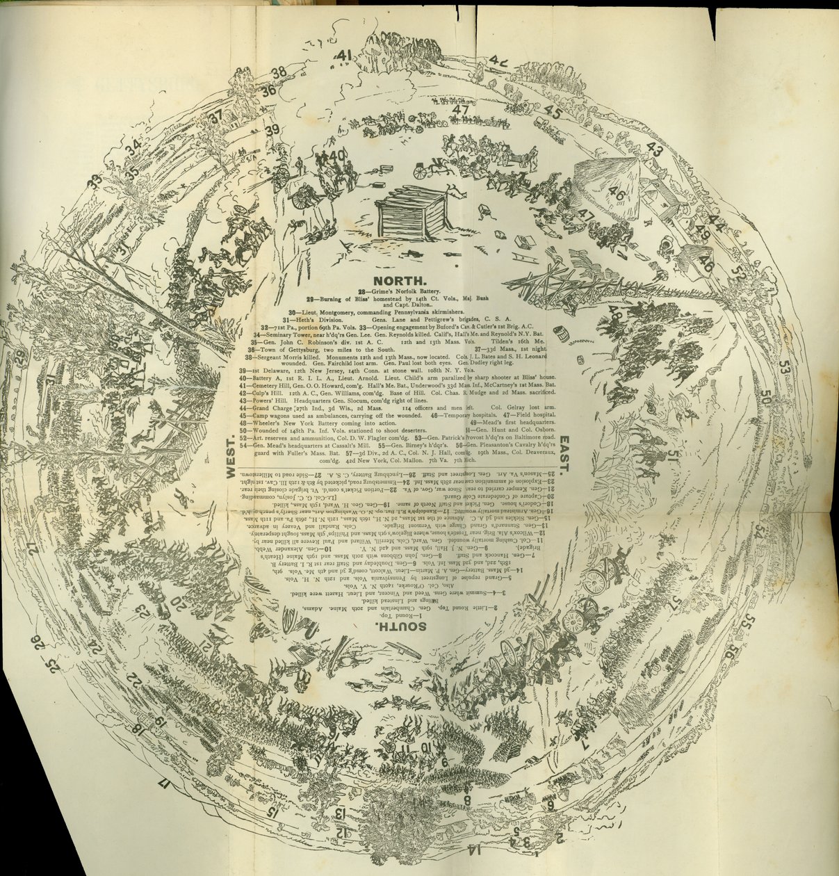 Cyclorama, Büyük İsyan Tarihini detaylandıran katlanmış harita, c.1870 by American School