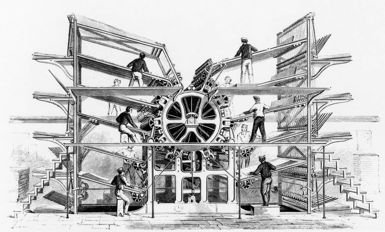 Silindir baskı makinesi Richard March Hoe (1812-86) tarafından icat edildi New York, 1846 by American School