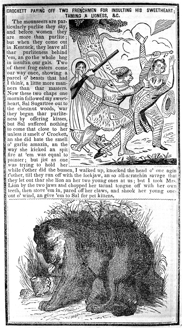 Davy Crockett, Sevgilisine Hakaret Ettikleri, Bir Dişi Aslanı Evcilleştirdikleri, vs. için İki Fransız