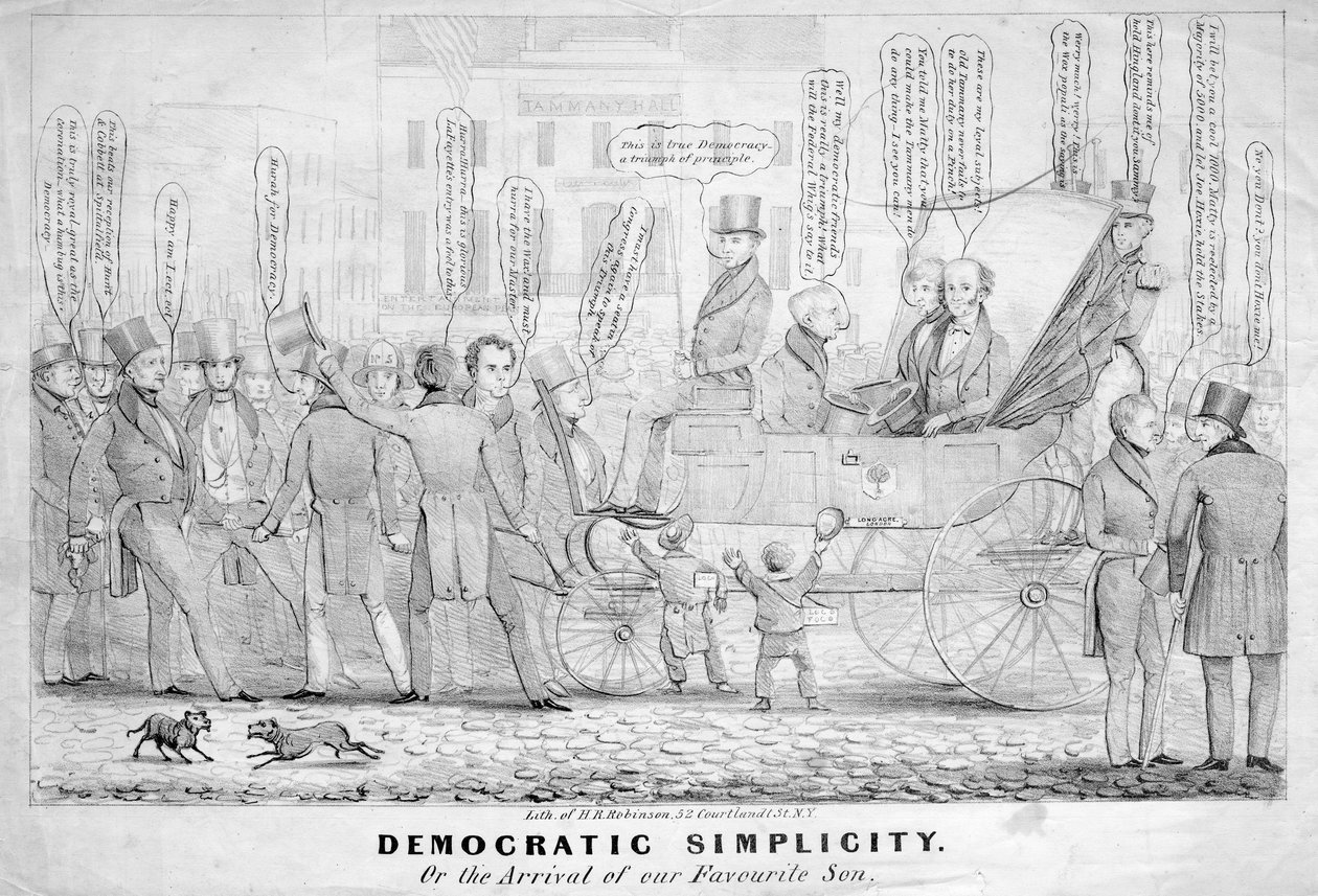 Demokratik sadelik veya, En sevdiğimiz oğlumuzun gelişi, yayınlayan H R Robinson, New York, c.1839 by American School