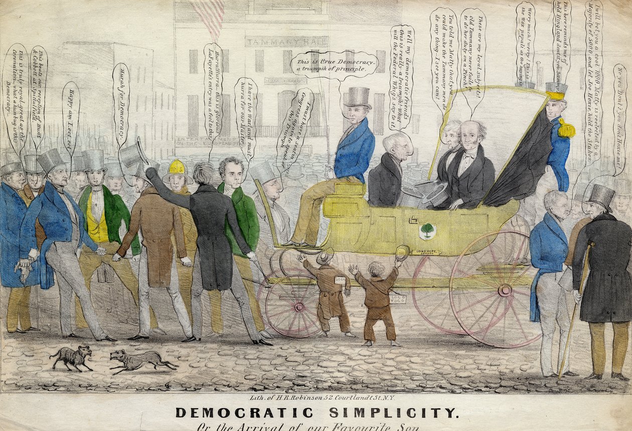 Demokratik sadelik veya, En sevdiğimiz oğlumuzun gelişi, yayınlayan H R Robinson, New York, c.1839 by American School