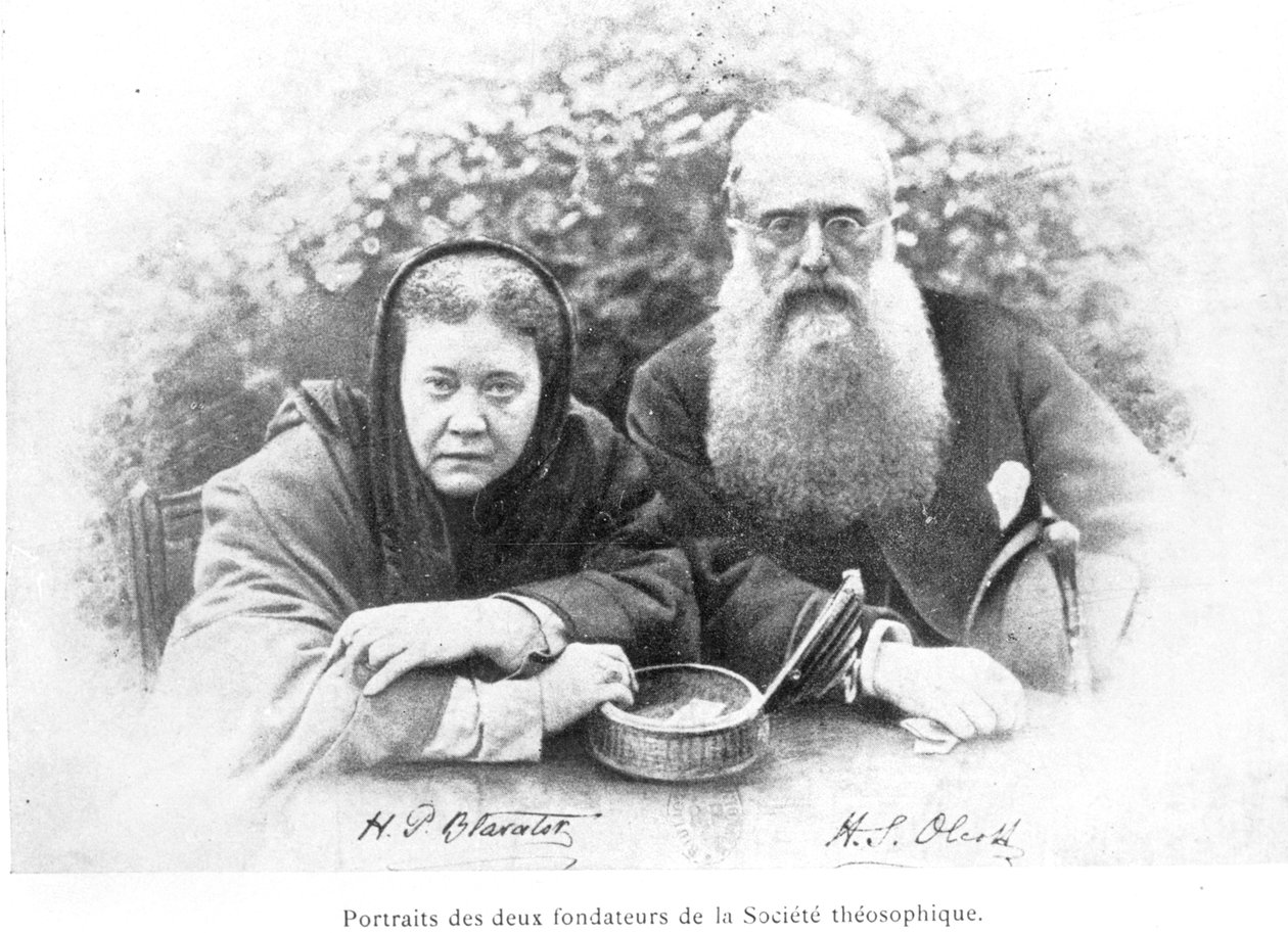 Elena Petrovna Blavatsky (1831-91) ve Albay Henry Steel Olcott (1832-1907), Olcott tarafından yazılan Histoire Authentique de la Societe Theosophique