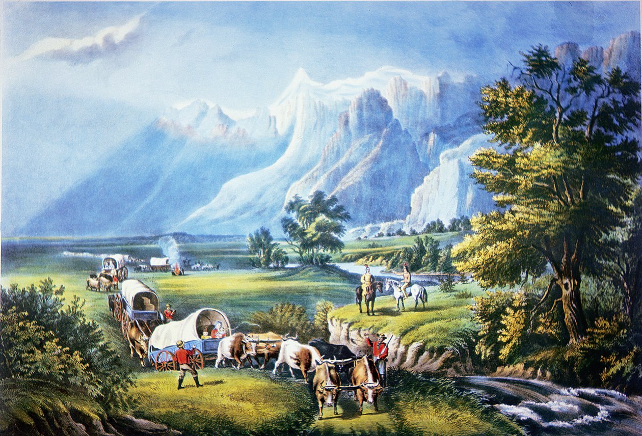 Ovaları geçen göçmenler by American School