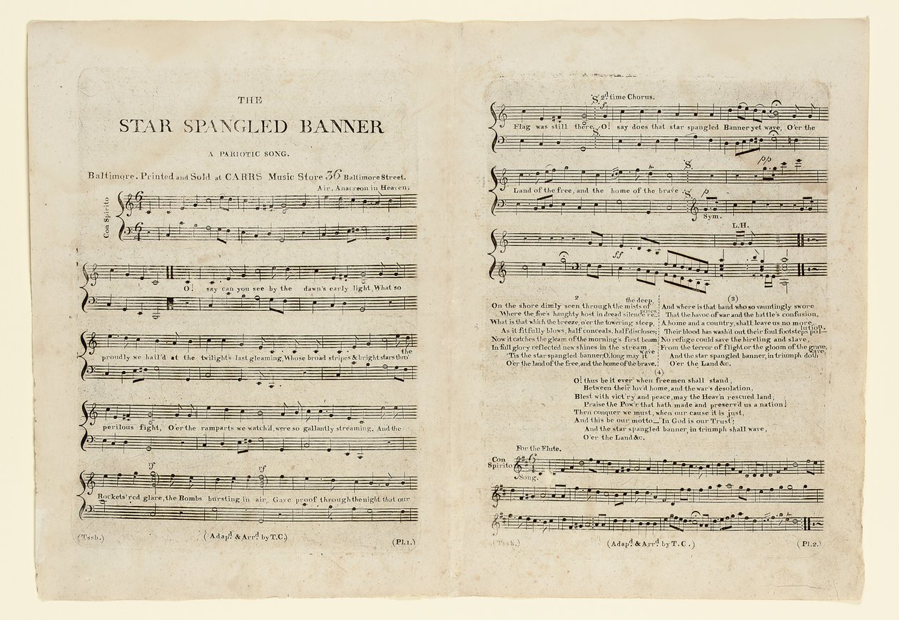 "The Star Spangled Banner. A Pariotic" için notaların ilk baskısı by American School