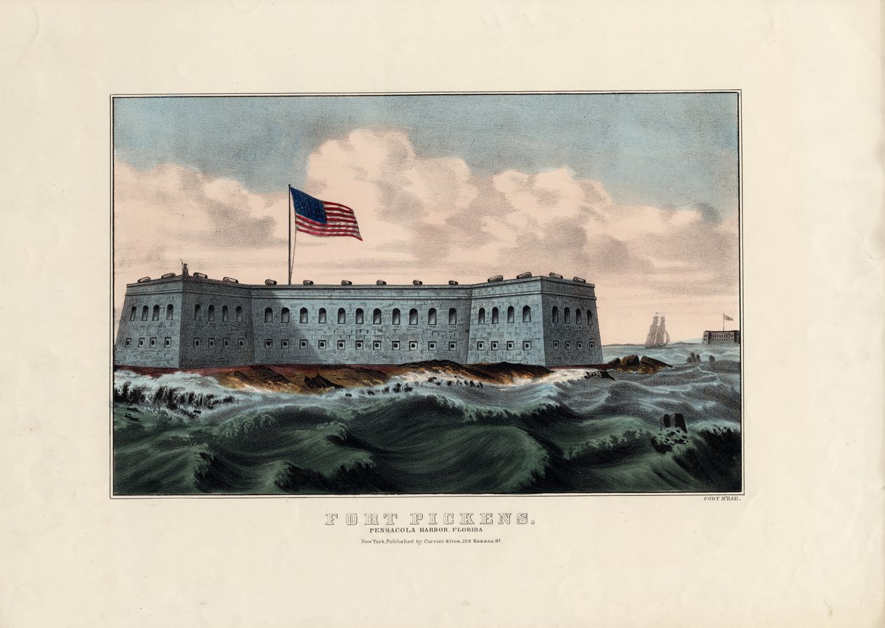 Fort Pickens: Pensacola Limanı, Florida, pub. Currier & Ives tarafından, 1865 dolayları by American School