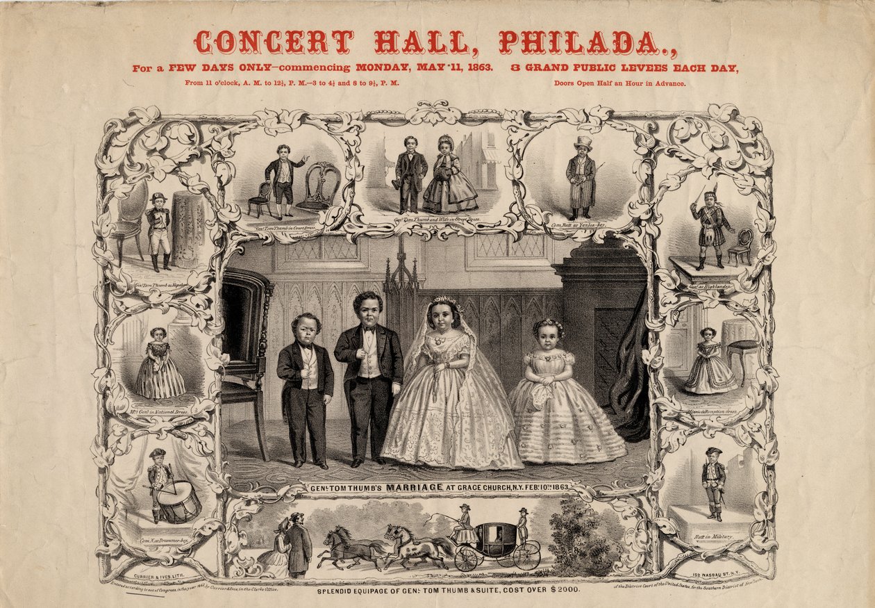 General Tom Thumb ve eşi Com. Nutt ve Bayan Minnie Warren, pub. Currier & Ives tarafından, 1863 by American School