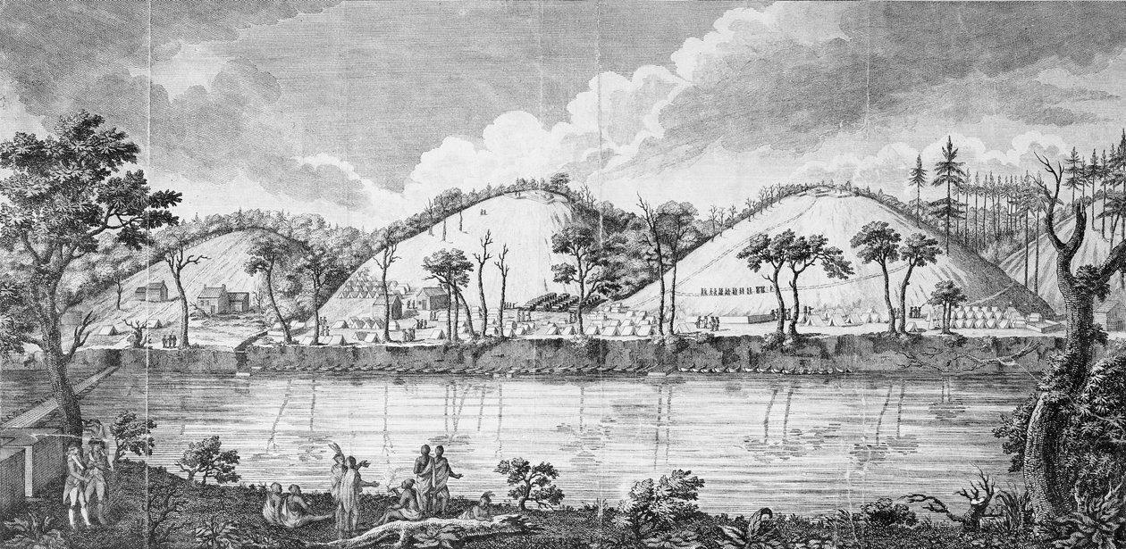 General John Burgoyne (1723-92) Kızılderililerle buluşuyor by American School