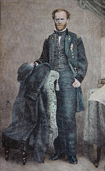 General William T. Sherman (1820-91) (renkli taş) by American School