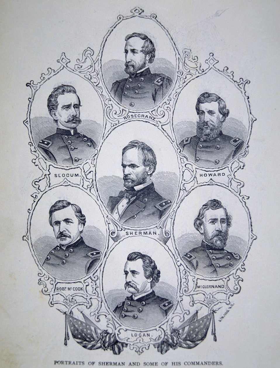 General William Tecumseh Sherman (1820-91) ve Birlik Ordusu Komutanlarından bazıları (gravür) by American School