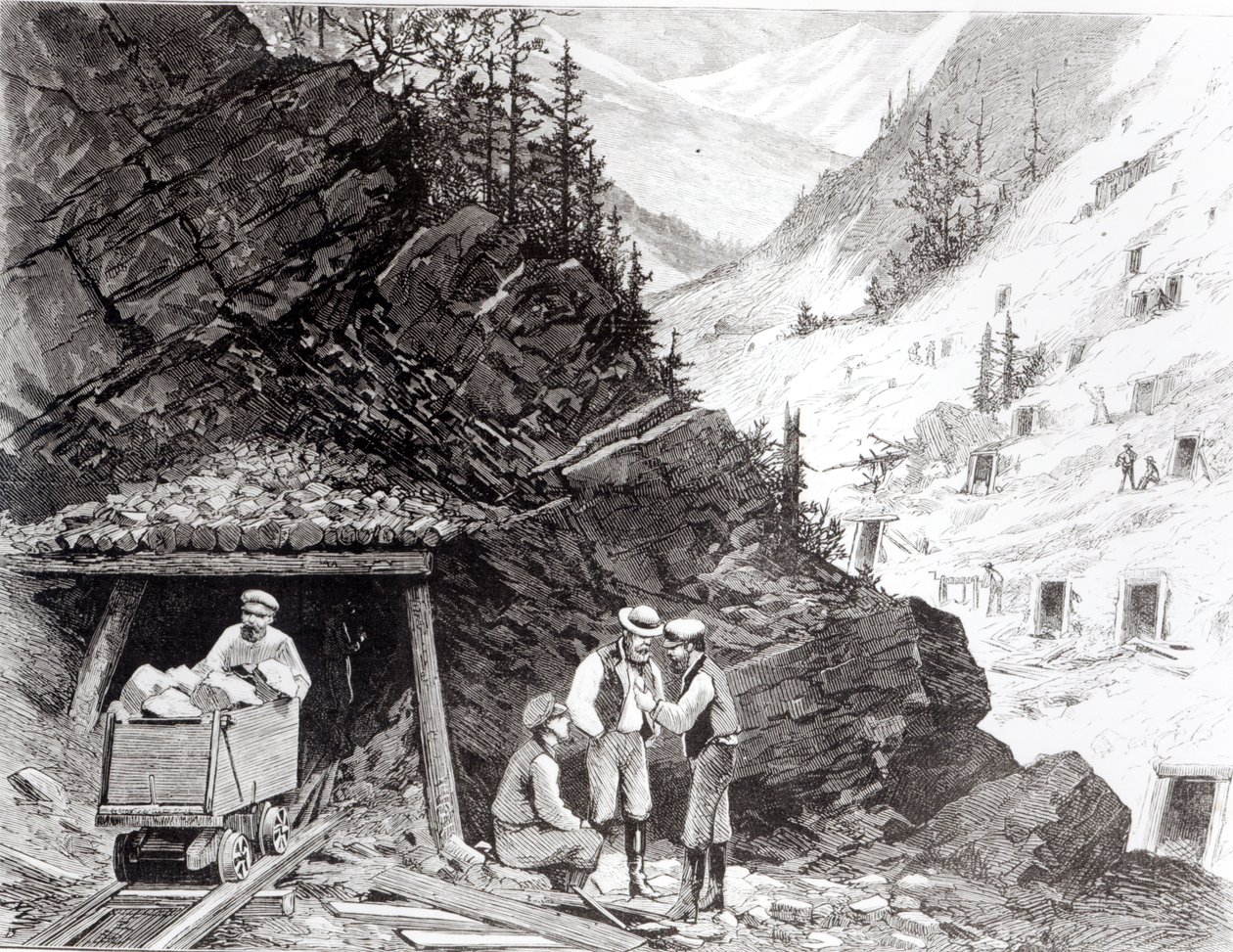 Altın ve Gümüş Madenciliği, Colorado - Frenzeny ve Tavernier tarafından yapılan bir çizimden Bal Petekli Bir Dağ by American School