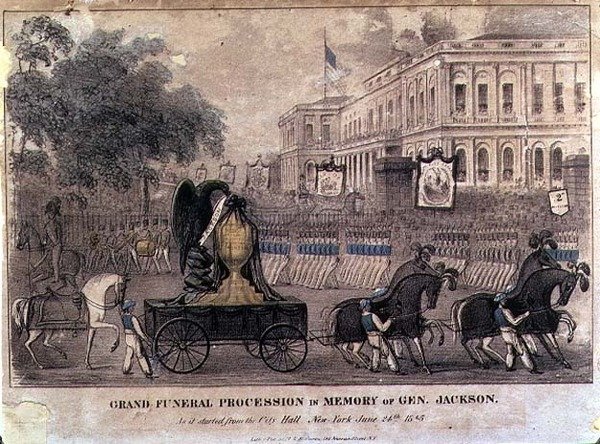 General Jackson Anısına Büyük Cenaze Alayı, oyulmuş ve pub. Henry R. Robinson (fl.1833-51) New York by American School