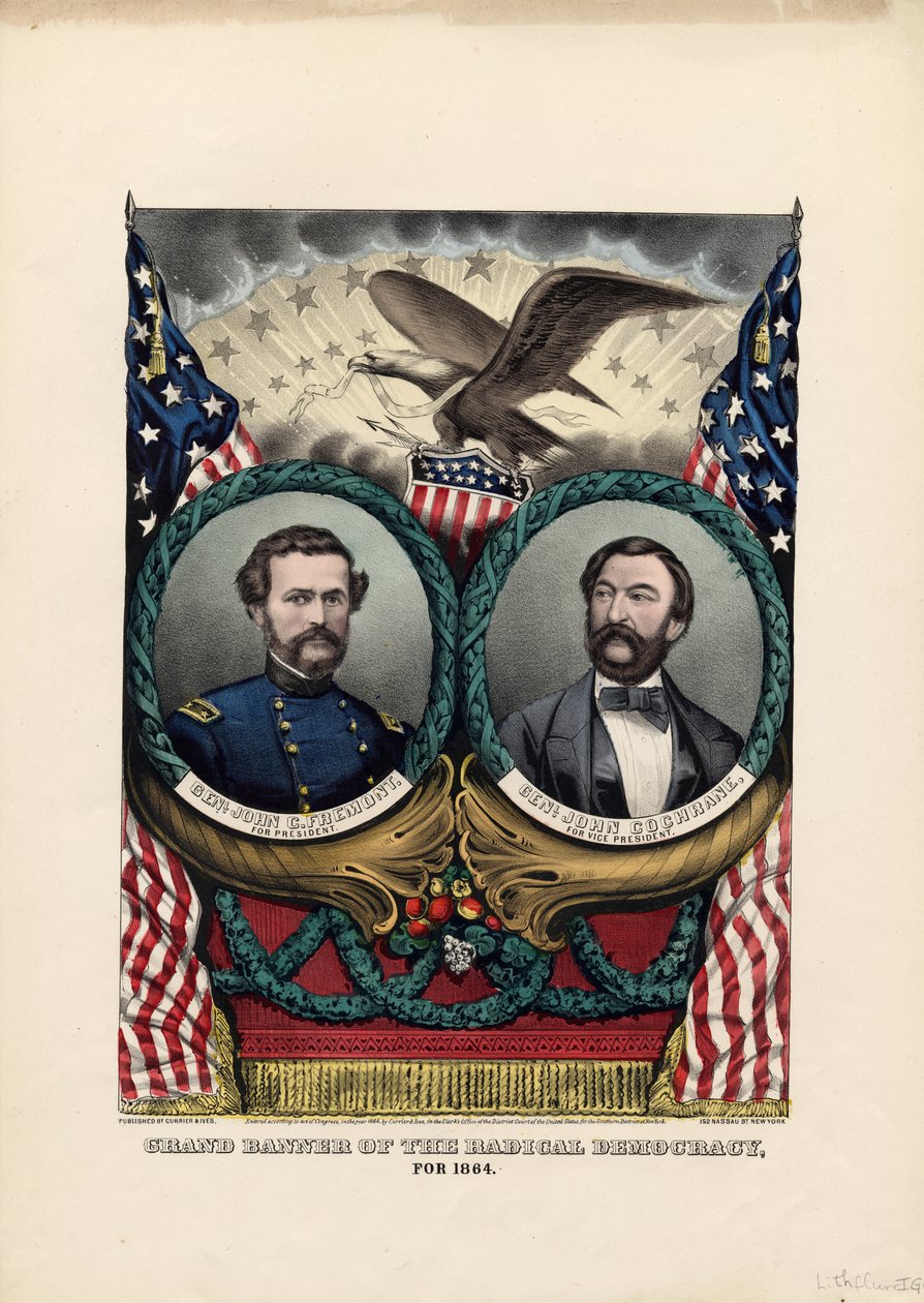Radikal demokrasinin büyük bayrağı, 1864, pub. Currier & Ives tarafından, 1864 by American School