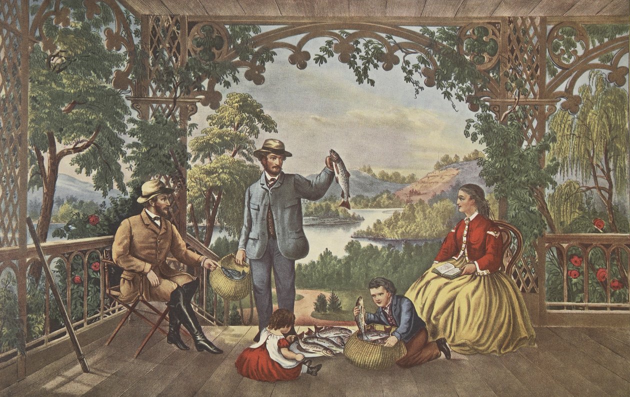 Home From The Brook, The Lucky Fisherman, pub. 1867, Köri ve Ives by American School