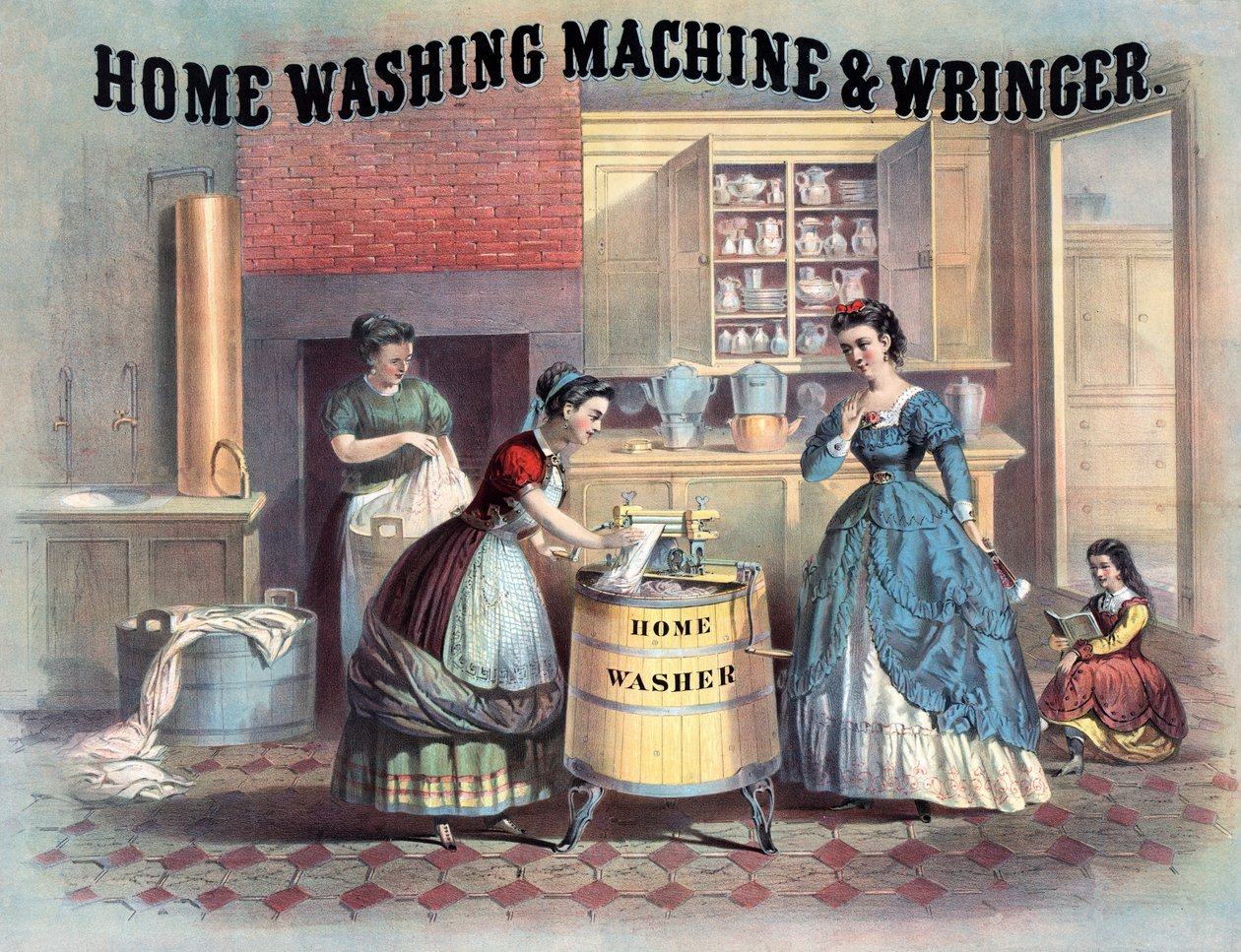Ev Çamaşır Makinesi ve Sıkma Makinesi, c.1869 by American School