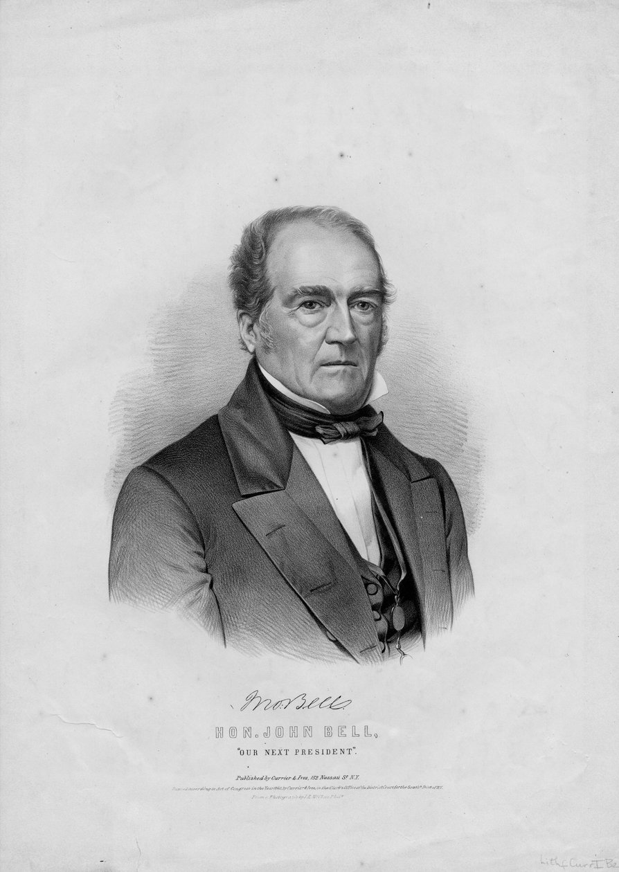 Tatlım. John Bell, bir sonraki Başkanımız, pub. James E. McClees, Phila., 1860 tarafından çekilen bir fotoğraftan sonra Currier & Ives tarafından by American School